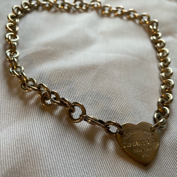 Tiffany & Co Heart Tag Chain Link Choker Necklace - Picture 3 of 6
